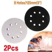 New 8-Hole Soft Sponge Interface Pad For Sanding Pads Hook & Loop - Black and White - View 5