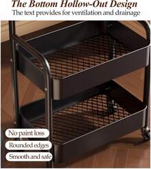 Senmeo 3-Tier Metal Utility Rolling Cart With Wooden Table Top, Storage Cart White Trolley Kitchen Organizer Rolling Desk With Locking Wheels For Office, Classroom, Dorm, Bedroom - 白色 - 查看 3