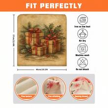 2/4/6 peças, capas de cadeira de linho estampadas com estampa de presente de Natal, adequadas para decoração de Natal, decoração diária para casa, sala de estar, sala de jantar ou jardim, festas de fim de ano em restaurantes de hotéis, capas de almofada de assento de cadeira de poliéster lavável - Multicolorido - Ver 9