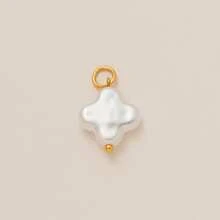 1pc Colorful Fashionable Pearl Lucky Clover Coconut Tree Flower Zirconia Natural Stone Pendant, Plated With 18K Gold, DIY Jewelry Accessories, DIY Necklace Accessories, Bracelet Accessories, Keychain Accessories, Easy To Match, Can Be Worn As An Exquisite Talisman Pendant. - Multicolor - View 14