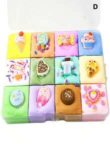 1 Box 12 Colors Mud (200ML) Slime, Clay, Noodle Dough, DIY Toy, Birthday Gift, Halloween & Christmas Gift[Random Style & Accessories], Colorblock, Party Sharing, Gift, Fragrance, Accessories, Mixable, Moldable, Stretchable, Blowable, Large Capacity. Christmas Gift, Gift For Classmates, Friends, Family, Birthday Party, Holiday Party, Piñata Filler