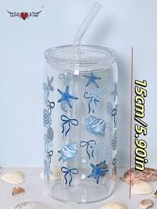 Cốc thủy tinh có ống hút hình bướm và vỏ sò, cốc có ống hút hình chai, cốc có ống hút Matcha - Món quà tuyệt vời nhất cho bạn bè! - Nhiều màu - Xem 6
