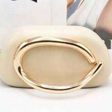 Women's Party Clutch Bag Wedding Bridesmaid Gold Chain Strap Modern Small Elegant - Beis - Ver 2