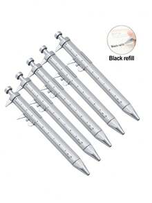 1/5支装多功能创意游标卡尺圆珠笔 黑色笔 蓝色多功能卡尺圆珠笔 新颖办公文具简约0-100mm卡尺笔 简易测量工具 适用于办公笔 工程笔 学校开学用 居家家用工具常备