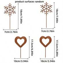 圣诞庭院标志（4 件套）、金属花园桩装饰户外人物、装饰艺术风格节日草坪装饰、自然主题驯鹿、星星、心形和蜡烛，无需电池，落地安装 - 彩色 - 查看 5