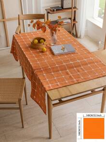 1pc Rustic Orange Plaid Tablecloth, High-Quality Versatile American Country Style Vintage Minimalist Kitchen Decor Rectangular Tablecloth For Family Gathering, Birthday Party, Dinner - Orange - View 15