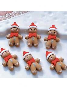 10 Stücke Lebkuchenmann Harz Ornament Set - Flache Rückseite Weihnachtsschmuck. Perfekt für DIY Schmuck und Basteleien, Fröhliche Weihnachten, Handgefertigt, Weihnachtsbaum Dekorationen und Weihnachtsdekoration