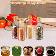 Bộ 32/4 chai rượu vang mini dùng trong đám cưới, chai sâm panh bằng nhựa với nắp vặn màu vàng, bạc và đen, cùng nhãn đen in dòng chữ "Chúc mừng hôn nhân!", lý tưởng làm quà cưới, quà sinh nhật, quà tặng cô dâu, quà Giáng sinh. - Trong suốt A - Xem 8