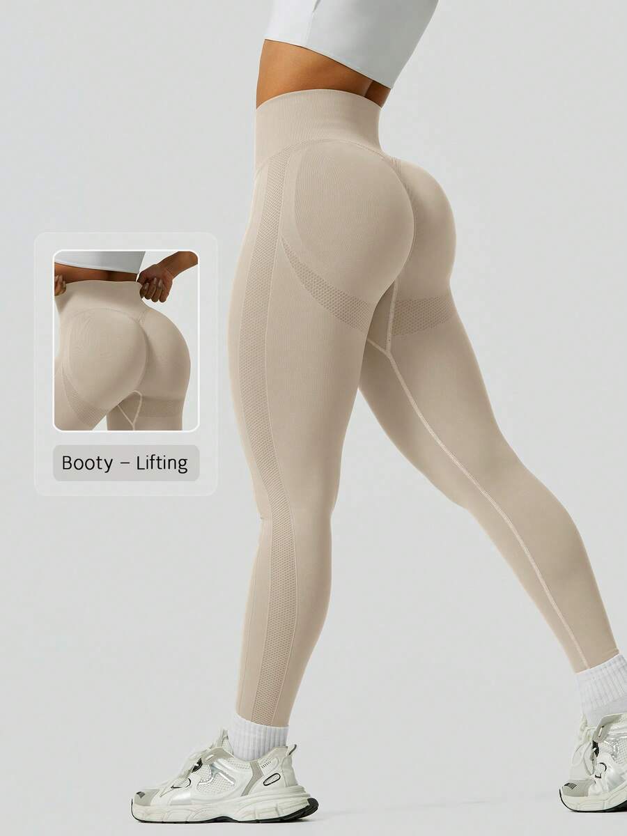 NcmRyu 1 chiếc quần thể thao nữ gân sọc, thích hợp tập luyện thể dục, yoga, hoạt động ngoài trời, mùa xuân. - Màu Khaki - Xem 1