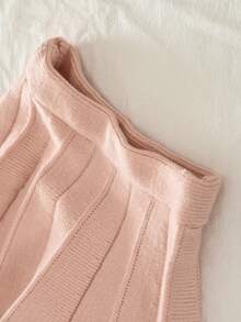 女童可爱蝴蝶结纯色单排扣毛衣上衣和裙子两件套冬季保暖衣服套装小女孩 - 粉色 - 查看 7