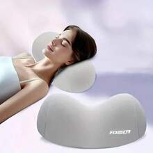 1个双球颈椎枕，记忆棉颈枕，睡眠颈枕，仰卧和侧卧颈部支撑枕，男女通用，四季舒适 - 灰色 - 查看 3