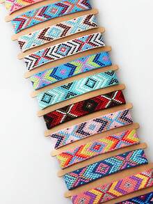 Vintage Nepalese Woven Bracelet With Colorful Tassels, Lucky Friendship Cord