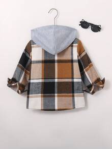 男童休闲舒适连帽长袖单排扣衬衫，秋季 - 彩色 - 查看 2