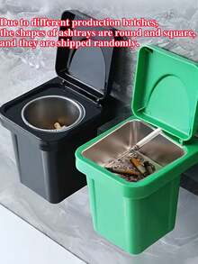 1 Pc Trash Bin Ashtray, A Creative Combination Of Trash Can And Ashtray, Wall Mounted Personalized Non-Perforated Bathroom Cover Smoking Device Suitable For Bathroom, Home, Daily And Festival Use.