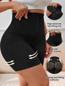 加大码女士高腰塑身收腹短裤内裤带扣塑身瘦身紧身平腹提臀提臀塑身腰部束腿控油内衣