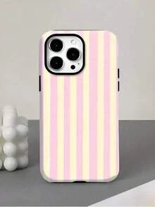 1 Bohemian-Style Stylish Phone Case,Pink And Light Yellow Vertical Stripes Two-In-One Matte Texture Phone Case Suitable For Compatible With 16, 15, 14, 13, 12, 11, PRO MAX,PLUS, , Galaxy S21/22/23/24/25 Ultra/FE+,NOTE20 Ultra,A71/56/55/54/53/52/36/34/26/25/23/16/15/14/13/06screen Protector For  Christmas Phone Case Fall Phone Cases  17 Pro Max Case Privacy Screen Protector - 1PC - 查看 2