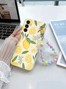 1 pièce Étui de téléphone antichoc à couverture intégrale avec motif de fleurs séchées et de citron en TPU blanc et 1 pièce de dragonne à fleurs blanches compatible avec les étuis de téléphone assortis/étuis de téléphone amusants/étuis de téléphone Android/étuis de téléphone/étuis de téléphone/étuis de téléphone OPPO/étuis de téléphone A14/A54/A52/A31 4G/A23/étuis de téléphone Redmi Note 8 Pro/Note 11 Pro 4G/Note 12 4G/étuis de téléphone OPPO A54 - Multicolore - Voir 1
