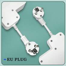 EU Standard Wall Mounted Power Socket With 3 AC Outlets, 3 USB Ports And 1 Type-C Port, 2500W, Individual Switch Control, Black/White, Flexible Short Cord Design, Anti-Bending, Suitable For Various Compact Environments, Widely Spaced Outlets To Avoid Tangling