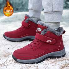 2025 Autumn And Winter Men's Casual Snow Boots Cover Feet New Fleece Warm Outdoor Cotton Shoes Mid-Leg  Sports - 紅色 - 查看 8