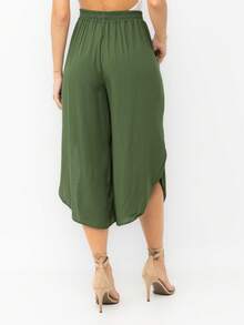 Plain Viscose Pantacurt Pants Simple Knot House - Army Green - View 5
