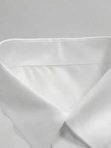 Men's Fashion Casual Business Commute Stand Collar Solid Color Button Long Sleeve Shirt, Men's Formal Slim Fit Shirt, Men's Solid Color Shirt. Suitable For Daily Wear, Work Commute, Outings, Gatherings. Can Be Paired With Suit Pants Or Suits For Parties, Weddings, Honeymoons. Can Be Given As A Gift To Son, Husband, Boyfriend, Father, Fall - White - View 6