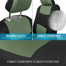 PolyPro Car Covers Full Set In Gray On Black, Front And Rear Split Covers, Easy To Install Car Seats Cover Set And Accessories Auto Trucks Van SUV - Gray - Green - View 8