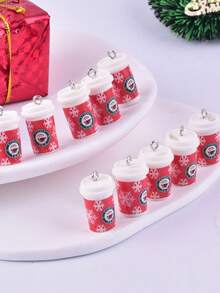 5pcs/10pcs Charming Cute Snowflake Coffee Cup Pendant Resin Small Decorations, Resin Ornaments Micro Items Junk Charms, DIY Handmade Jewelry Making Bracelet Necklace Earrings Amulet, Daily Holiday Hanging Decor Accessories, Keychain Making Key Ring Bag Charm Necklace Ornament Phone Charm, Christmas Decoration Wallet Ornament And Accessories - Multicolor - View 2