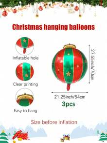 1/3/5 quả bóng bay trang trí Giáng sinh, bóng bay lá kim màu đỏ và xanh lá cây, đồ trang trí treo cho tiệc Giáng sinh năm mới, bóng bay bơm hơi để trưng bày cửa sổ, Giáng sinh - Nhiều màu - Xem 8