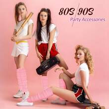 Long Leg Warmers Women 24 Inch Over Knee Knit Ribbed Leg Warmer Stirrup Yoga 80s Party Dance Ballet Supply - 粉色 - 查看 7