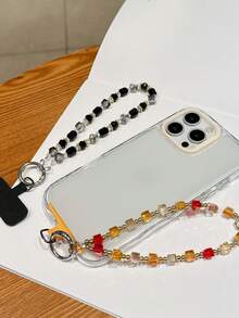 Correa de muñeca desmontable de cristal de lujo y alta gama, funda de teléfono, llavero de coche, colgante de bolso