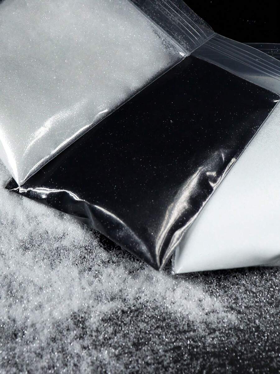 3 túi nhựa nhũ trắng trang trí, dùng cho thiết kế cảnh Giáng sinh tuyết mùa đông, vật liệu làm khuôn nhựa epoxy tự làm nhũ Giáng sinh, vật liệu đúc trang sức, đồ thủ công trang sức tự làm, sáng tạo thiết yếu cho trang sức