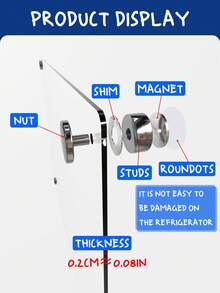 1 pièce Tableau blanc magnétique de planificateur hebdomadaire/mensuel, tableau de message magnétique en acrylique pour la décoration du réfrigérateur
