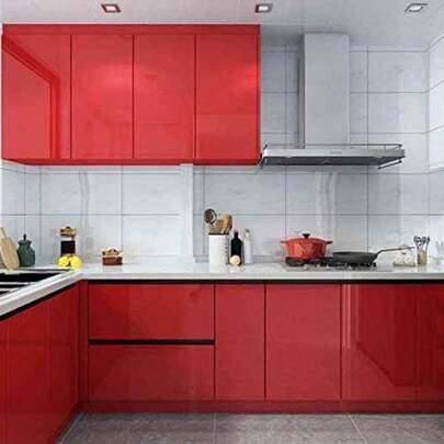 1Roll Of Self-Adhesive Red Pearl Glossy Wallpaper Thickened Vinyl Decorative Wallpaper Removable And Waterproof Easy To Clean Suitable For Living Room Kitchen Bedroom Bathroom Wall Furniture Countertop Covering Contact Paper DIY Home Decoration (15.7inX118.1/196.8/393.7in) Gift Gift Gift Wrapping Paper