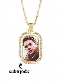 1 Pieza de Collar Personalizado con Fotos, Collar Personalizado con Fotos por Ambos Lados, Cadena Conmemorativa de Hip-Hop con Colgante de Foto Personalizado, Regalo Personalizado Muy Conmemorativo para Novia o Novio