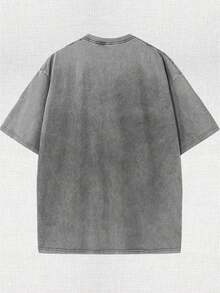 Disney "Official Authorization" Mickey Dream House Cartoon Character Printing Washed Retro Pure Cotton T-Shirt Summer Y2k Wind Loose Round Neck  Casual Men And Women 230g - 灰色 - 查看 2