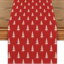 Red Christmas Tree Table Runner, Seasonal Winter Kitchen Dining Table Decor For Home Party, 33x90cm, 33x120cm, 33x183cm, 33x230cm, 33x275cm - الأحمر - مشاهدة 11