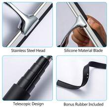 All-Purpose Squeegee Kit – 12" Streak-Free Window Cleaner With Extension Pole For Home, Car & Bathroom Use - Black - View 5