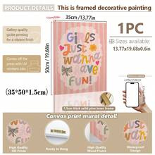 1幅带框帆布墙画，儿童房装饰，“女孩只想玩得开心”励志名言画，彩虹艺术，波西米亚风格，婴儿房/儿童房装饰，孕妇房装饰 - 彩色 - 查看 14
