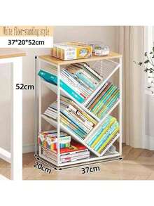 1 pieza Estantería independiente, 2 colores, sin necesidad de montaje, móvil, estantería de almacenamiento de libros sencilla para niños, estantería estrecha para la sala de estar