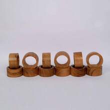 Handmade Acacia Wood Napkin Ring Set Of 12 Dining, Anniversary, Birthday, Napkin Ring Home And Kitchen Dcor - Brown - View 2