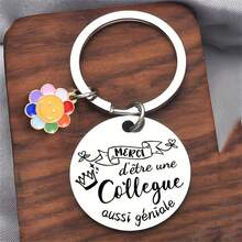 1pc Stainless Steel Coworker Appreciation Keychain - Round Smiling Face Design, Elegant Thank You , Suitable For BFF, Work Friends, Retirement - Memento, Suitable For Professional Friendship, Coworker, Sentimental Memento, Retirement Halloween Accessories Teachers Day Christmas Gift Ideas Bag Accessories Lanyards With Id Holder Car Accessories Bag Charms