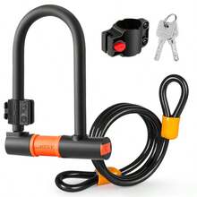 Heavy Duty U Shape Bike Lock W/ 2 Keys Cable Anti Theft Secure Locks For Bicycle - Multicolor - View 9