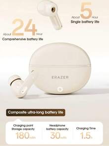 Lenovo 联想 ERAZER 无线蓝牙耳机，无线设计，超长续航，降噪，防水，适合运动和游戏，男女通用，型号 EP118 - 黑色 - 查看 4