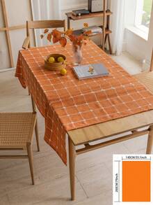 1pc Rustic Orange Plaid Tablecloth, High-Quality Versatile American Country Style Vintage Minimalist Kitchen Decor Rectangular Tablecloth For Family Gathering, Birthday Party, Dinner - Orange - View 16