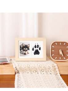 1pc DIY Pet Paw Print Photo Frame, Dog, Cat And Pet Paw Print Memorial Set And Frame Memorabilia Paw Print Clay Mold, Pet Paw Print Pattern Memorial Set Gift, Photo Frame Memorabilia For Pet Lovers - Multicolor - View 9