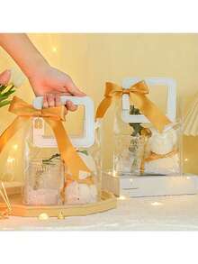 Bộ 10 túi quà PVC trong suốt có thể tái sử dụng (có quai xách) - Thích hợp làm quà tặng cô dâu, mua sắm, đám cưới, sinh nhật, lễ cưới, kỷ niệm đính hôn, tiệc tùng, tiệc trà, đồ thủ công, trang trí nhà cửa và phòng ngủ, phụ kiện chụp ảnh cưới sinh nhật, túi quà tặng sinh nhật. Bao gồm túi quà và túi tote trong suốt. - Nhiều màu - Xem 9