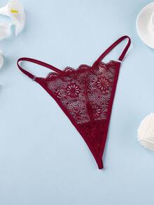 3 pièces Culottes tanga avec bretelles en dentelle et chaîne, confortables pour un port quotidien pour femmes