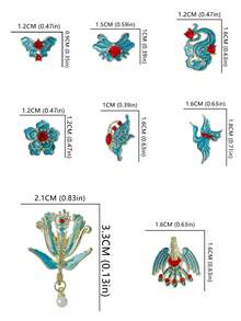 10 Pieces Per Pack Of Nail Art Nail Charm Nail Accessories, Three-Dimensional Light Luxury Chinese Style Swan Peacock Tassel Pendant, Phoenix Crown And Rosy Robe Nail Charm DIY Nail Decorations Suitable For Daily Life