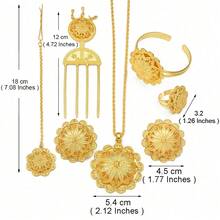 1set  Jewelry Sets Necklace Earrings Ring Hairpin Forehead Chain Bracelet Eritrean African  Bridal - Multicolor - View 4