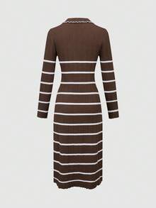 Cárdigan largo para mujer, de tela de punto a rayas, con botones delanteros, rayas acanaladas, para uso casual en vacaciones, citas por la noche, viajes, aeropuerto, otoño/invierno